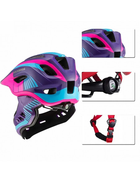 
Vaikiškas dviračio šalmas su nuimamu smakru, M dydis - violetinė ir rožinė
