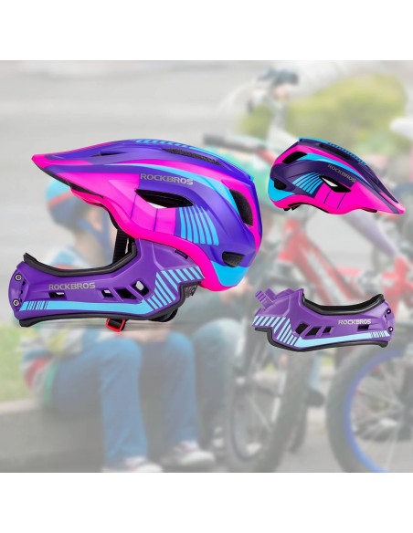 
Vaikiškas dviračio šalmas su nuimamu smakru, M dydis - violetinė ir rožinė
