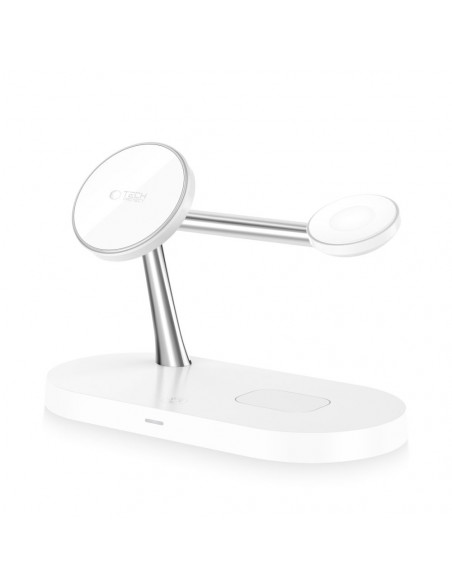 
3in1 belaidis įkroviklis išmaniesiems telefonams, išmaniesiems laikrodžiams ir ausinėms su „MagSafe“ – baltas
