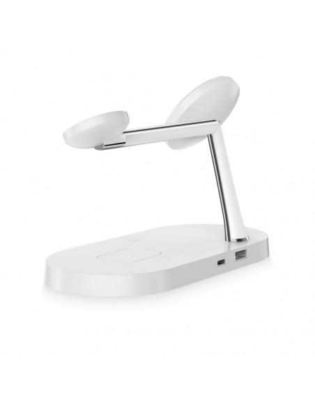 
3in1 belaidis įkroviklis išmaniesiems telefonams, išmaniesiems laikrodžiams ir ausinėms su „MagSafe“ – baltas
