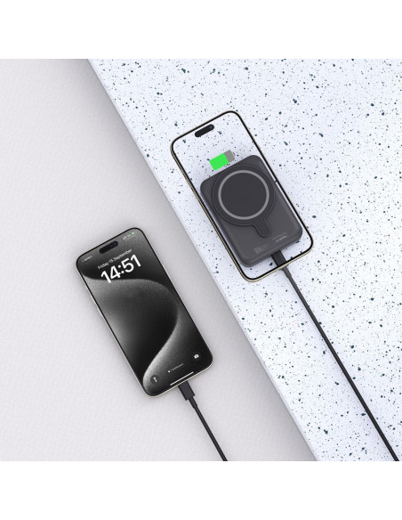 
10000mAh „MagSafe“ USB-C 15 W išorinė baterija su USB-C laidu – juoda

