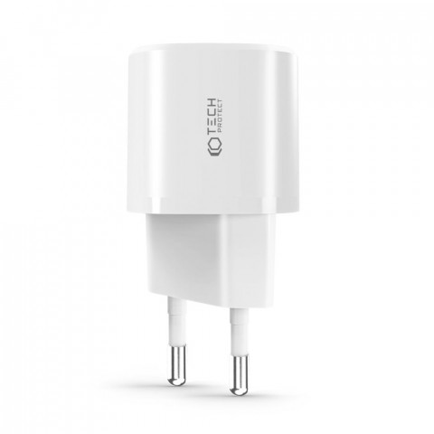 
C20W mini USB-C PD 20W / USB-A QC 3.0 sieninis įkroviklis – baltas
