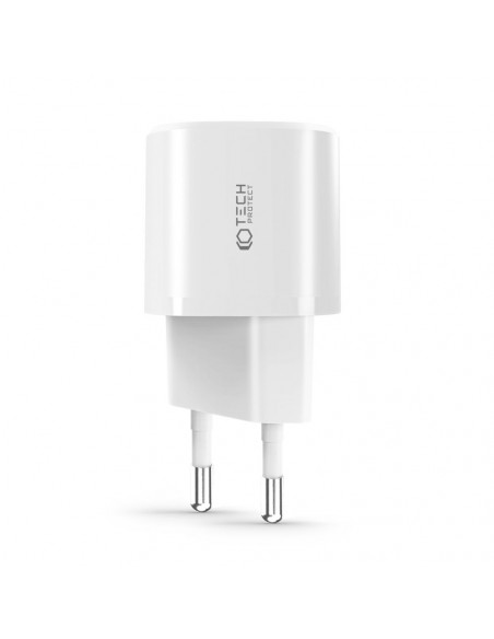 
C20W mini USB-C PD 20W / USB-A QC 3.0 sieninis įkroviklis – baltas
