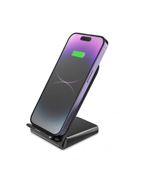 
15 W indukcinis išmaniojo telefono įkroviklis stovo formos - juodas
