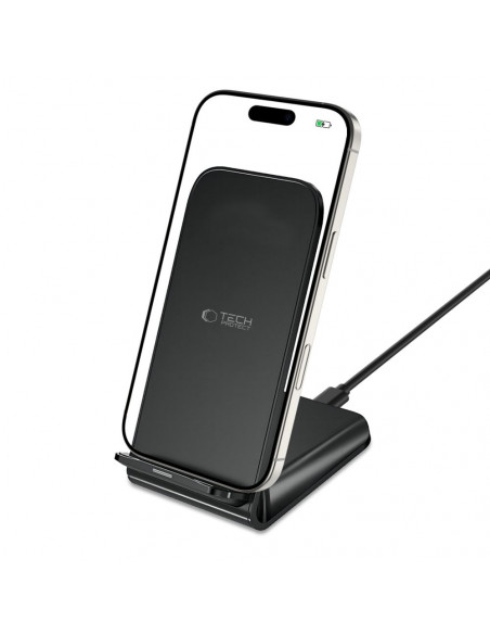 
15 W indukcinis išmaniojo telefono įkroviklis stovo formos - juodas
