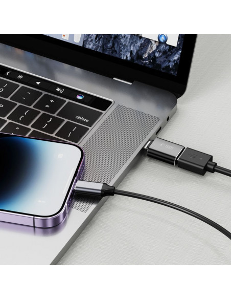 
iPhone Lightning (vyriškas) - USB-A (lizdas) OTG adapteris - juodas
