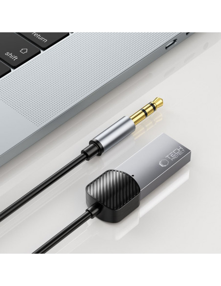 
AUX garso adapteris, 3,5 mm mini lizdas (kištukas) – „Bluetooth“ – pilkas
