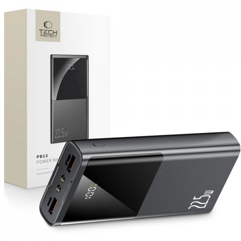 
Išorinė baterija PB13 20000mAh USB-A USB-C iPhone Lightning su USB-C - USB-A 22.5W laidu - pilka
