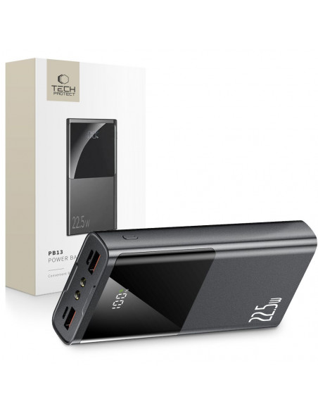 
Išorinė baterija PB13 20000mAh USB-A USB-C iPhone Lightning su USB-C - USB-A 22.5W laidu - pilka
