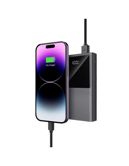 
Išorinė baterija PB13 20000mAh USB-A USB-C iPhone Lightning su USB-C - USB-A 22.5W laidu - pilka
