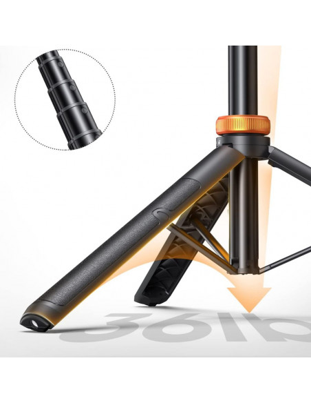 
„Bluetooth“ asmenukių lazda su nuotolinio valdymo pultu, trikojo galvute, 148 cm - juoda
