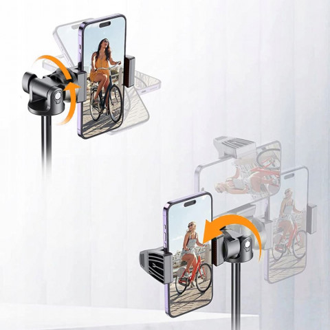 
„Bluetooth“ asmenukių lazda su nuotolinio valdymo pultu, trikojo galvute, 148 cm - juoda
