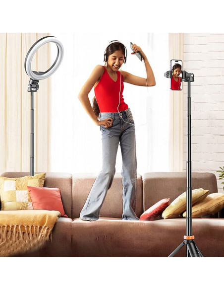 
„Bluetooth“ asmenukių lazda su nuotolinio valdymo pultu, trikojo galvute, 148 cm - juoda
