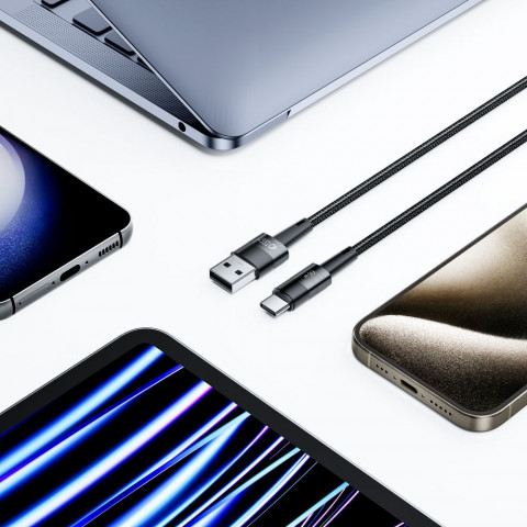 
USB-C - USB-A 66W 6A 0,25 m kabelis - pilkas
