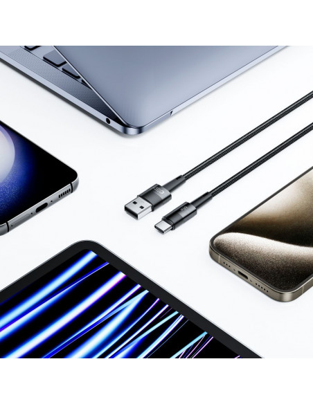 
USB-C - USB-A 66W 6A 0,25 m kabelis - pilkas
