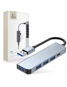 
5in1 šakotuvas USB-A į USB-A USB-C skirstytuvas – pilkas
