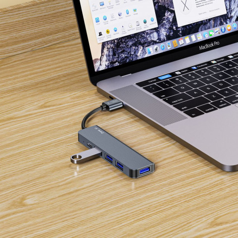 
5in1 šakotuvas USB-A į USB-A USB-C skirstytuvas – pilkas
