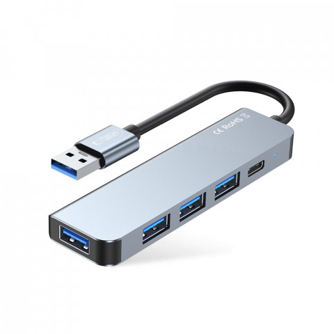 
5in1 šakotuvas USB-A į USB-A USB-C skirstytuvas – pilkas
