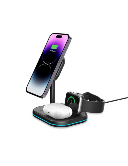 
3 viename „MagSafe“ belaidis įkroviklis su išmaniojo telefono laikikliu, skirtas „Apple Watch AirPods“ – juodas
