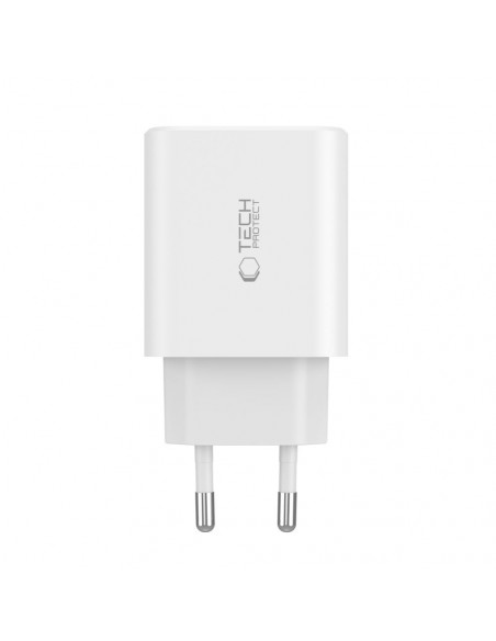 
2x USB-C PD / USB-A QC 30W sieninis įkroviklis – baltas
