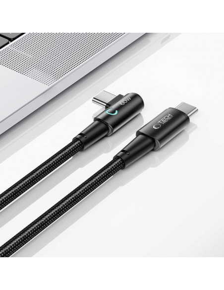 
USB-C 60W 6A 2m kampinis ir tiesus kabelis - pilkas
