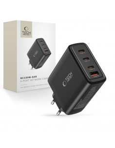 
„GaN 3x USB-C PD USB-A QC 100W“ sieninis įkroviklis – juodas
