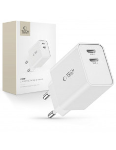 
2x USB-C PD 35W sieninis įkroviklis – baltas
