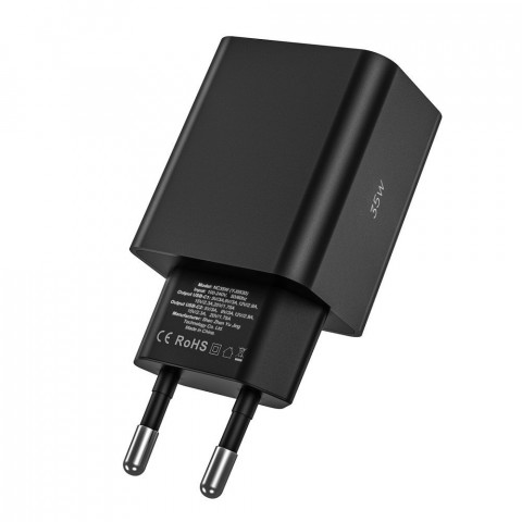
2x USB-C PD 35W sieninis įkroviklis – baltas
