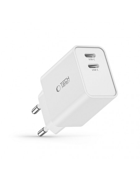 
2x USB-C PD 35W sieninis įkroviklis – baltas
