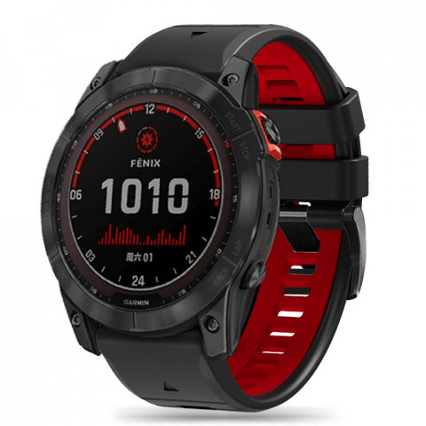 
„Garmin Fenix 3 / 5X / 3HR / 5X Plus / 6X / 6X Pro / 7X“ laikrodžio dirželis – juodas ir raudonas
