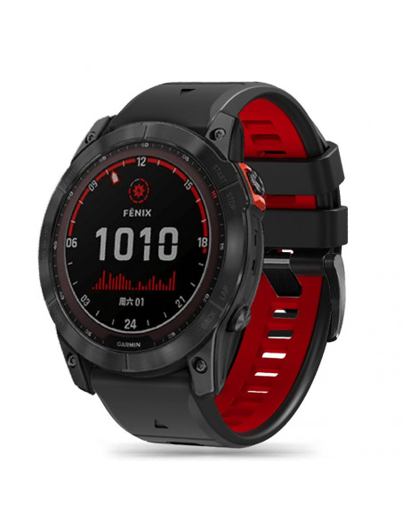 
„Garmin Fenix 3 / 5X / 3HR / 5X Plus / 6X / 6X Pro / 7X“ laikrodžio dirželis – juodas ir raudonas
