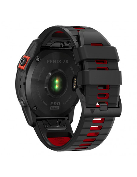 
„Garmin Fenix 3 / 5X / 3HR / 5X Plus / 6X / 6X Pro / 7X“ laikrodžio dirželis – juodas ir raudonas

