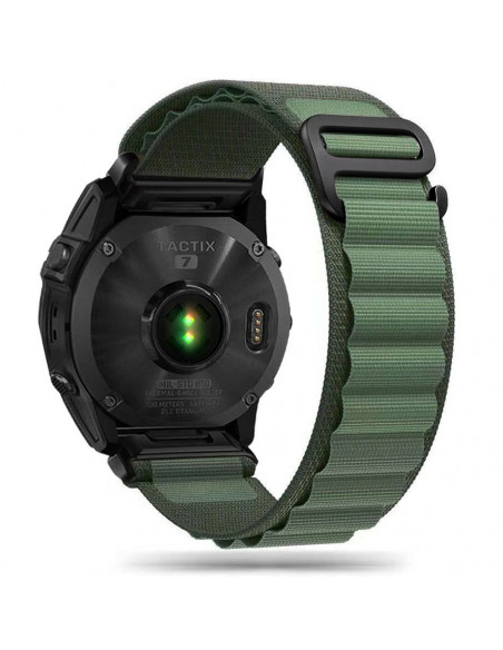 
„Garmin Fenix 5 / 6 / 6 Pro / 7“ nailoninis laikrodžio dirželis – tamsiai žalias
