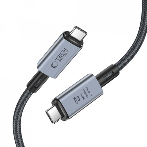 
Didelės spartos USB-C 4.0 PD 240W 8K 40Gbps 1m kabelis – pilkas
