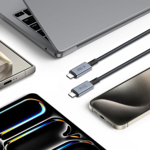 
Didelės spartos USB-C 4.0 PD 240W 8K 40Gbps 1m kabelis – pilkas
