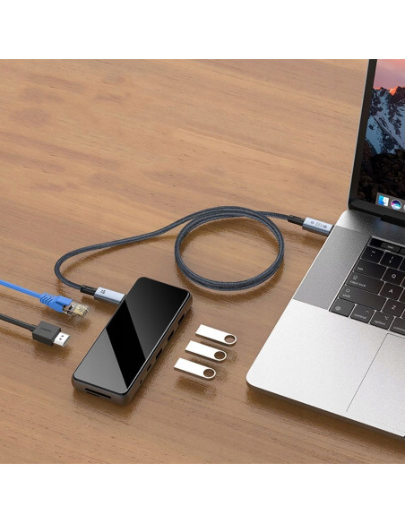 
Didelės spartos USB-C 4.0 PD 240W 8K 40Gbps 1m kabelis – pilkas
