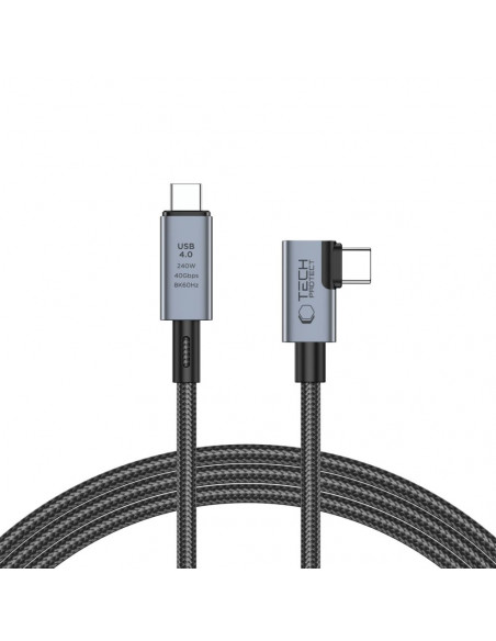 
Laidas kampuotas ir tiesus USB-C 4.0 PD 240W 8K 40Gbps 1.5m - pilkas
