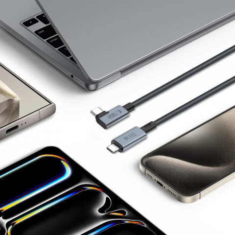 
Laidas kampuotas ir tiesus USB-C 4.0 PD 240W 8K 40Gbps 1.5m - pilkas
