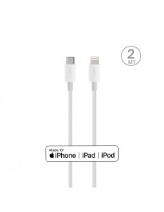 
Laidas, skirtas „Apple“ su MFI USB-C – „iPhone Lightning“ 2.4A 2m – baltas
