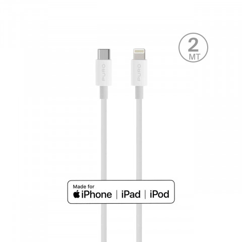 
Laidas, skirtas „Apple“ su MFI USB-C – „iPhone Lightning“ 2.4A 2m – baltas
