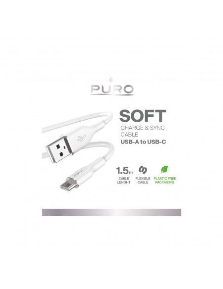 
USB-A - USB-C laidas 1,5 m - baltas
