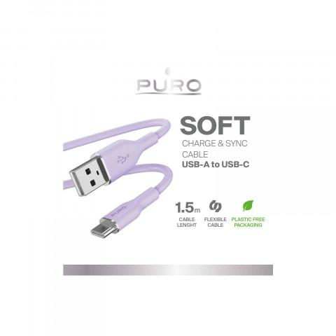 
USB-A - USB-C laidas 1,5 m - violetinis
