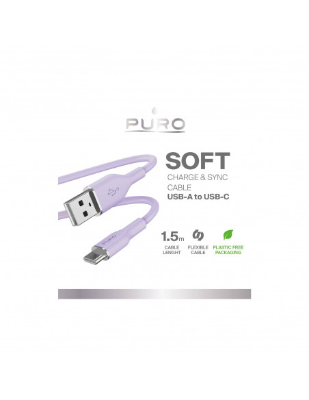 
USB-A - USB-C laidas 1,5 m - violetinis
