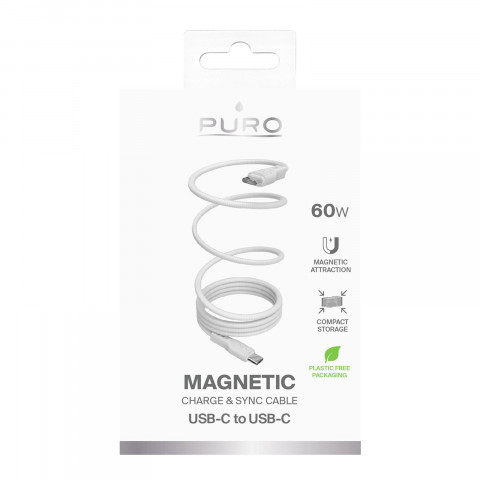 
USB-C 60W magnetinis kabelis USB 1m – baltas
