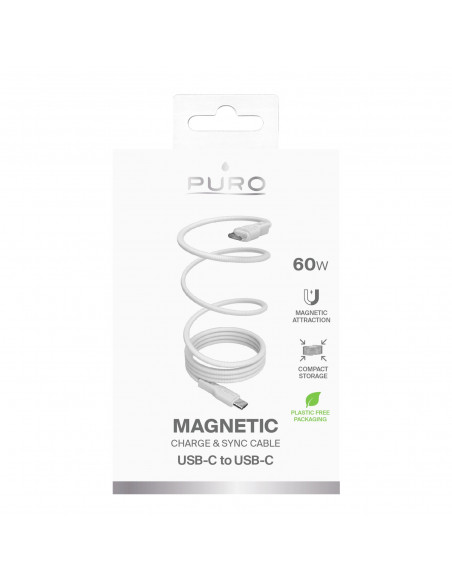 
USB-C 60W magnetinis kabelis USB 1m – baltas
