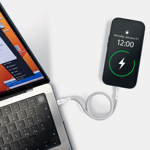 
USB-C 60W magnetinis kabelis USB 1m – baltas
