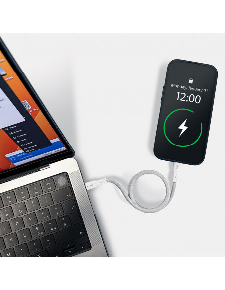 
USB-C 60W magnetinis kabelis USB 1m – baltas
