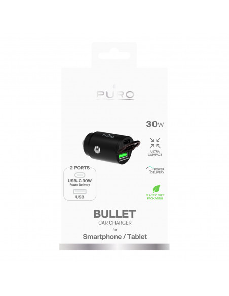 
USB-C USB-A PD automobilinis įkroviklis – juodas
