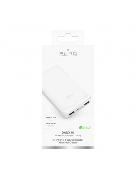 
Išorinė baterija 10000mAh USB-A USB-C 12W - balta
