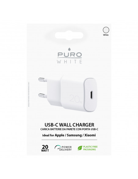 
USB-C 20W PD sieninis įkroviklis – baltas
